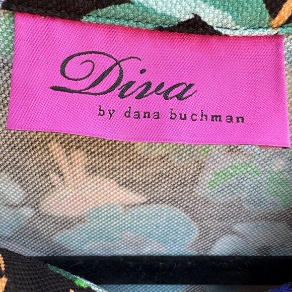 Diva By Dana Buchman Womens Cropped Dark Floral Stretch Long Sleeve Jacket L - Picture 4 of 10